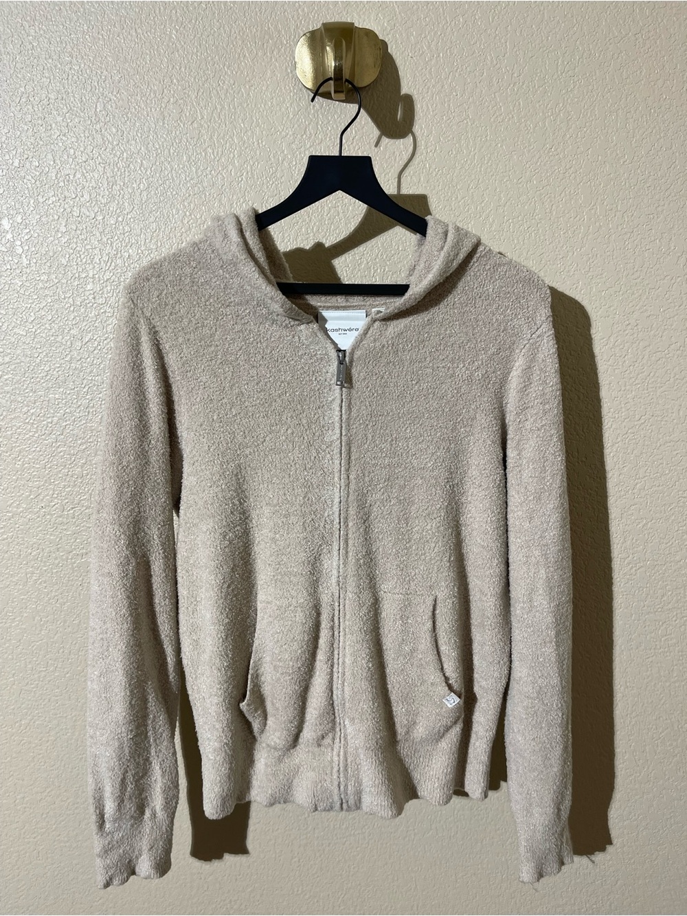 Kashwere Cozy Zip Hoodie in Light Taupe